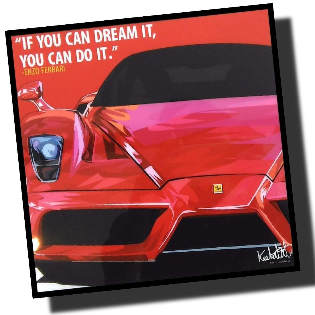 【大特価】エンツォ・フェラーリ Ferrari Famous Popart Gallery グラフィックアートパネル 木製 壁掛け ポスター インテリア