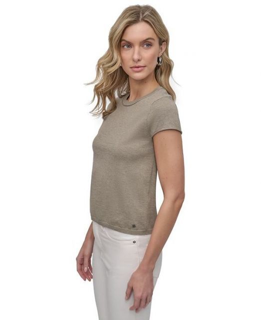 売れ筋商品|||ダナ キャラン ニューヨーク Tシャツ レディース トップス PUFF SLEEVE CREW NECK TEE - Print T-shirt - ivory ダナ キャラン ニューヨーク Tシャツ レディース トップス PUFF