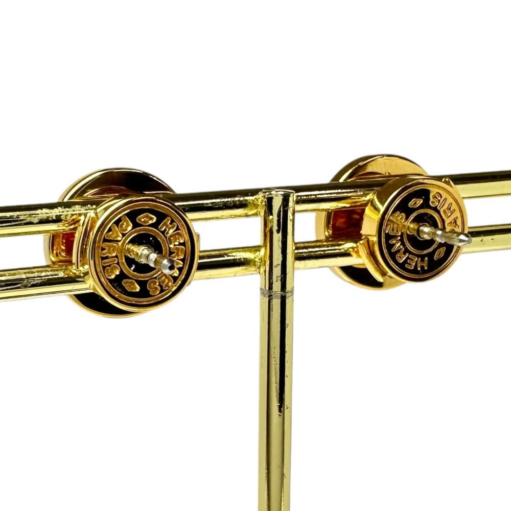 HERMES/エルメス】ラウンド ロゴ ピアス GP 4.7g ゴールド