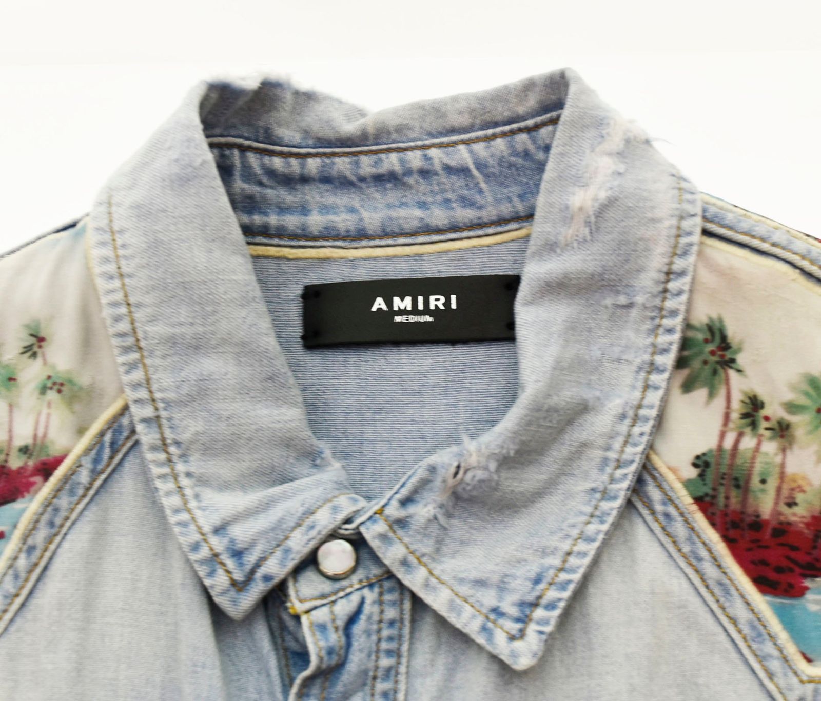 アミリ AMIRI ダメージ加工 デニムシャツ 青 RN150712 長袖