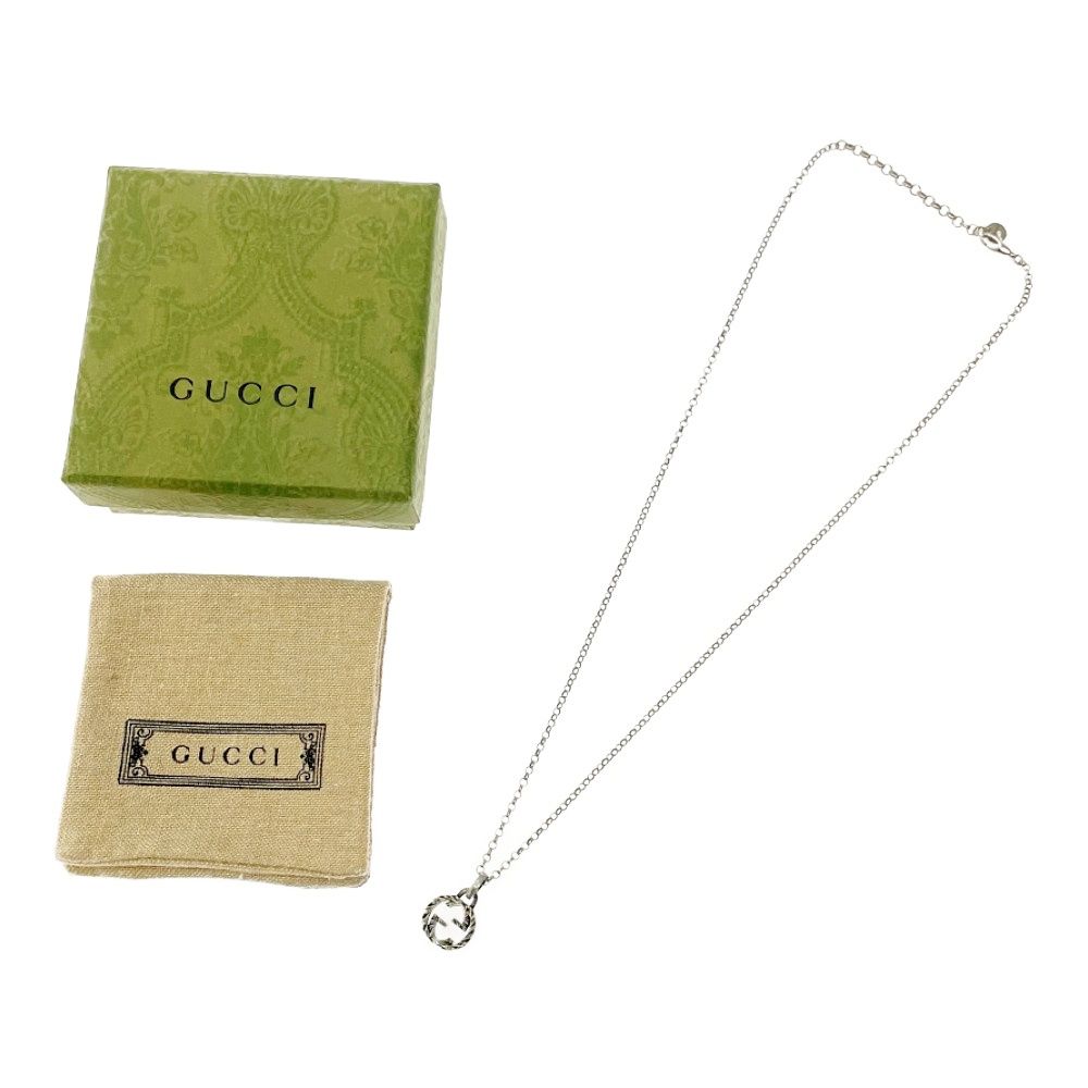 中古】【箱付き】 GUCCI グッチ シルバー インターロッキング
