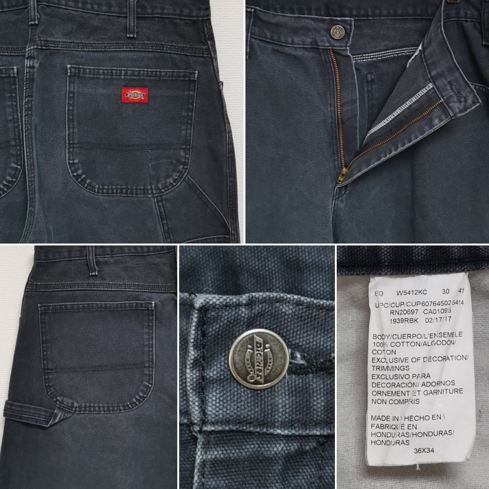 W36 L34 DICKIES ダック ペインターパンツ ブラック 黒 USA - メルカリ