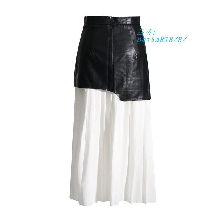 レザープツロングスカート韓国ファッ
