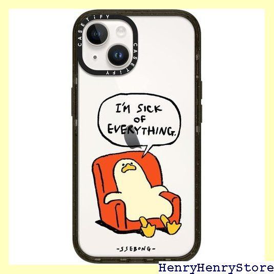 CASETiFY インパクト iPhone 14 ケース MIL規格準拠 4x MIL-STD-810G 2.5mからの落下試験をクリア - Melting duck by SSEBONG - グロッシー ブラック 807