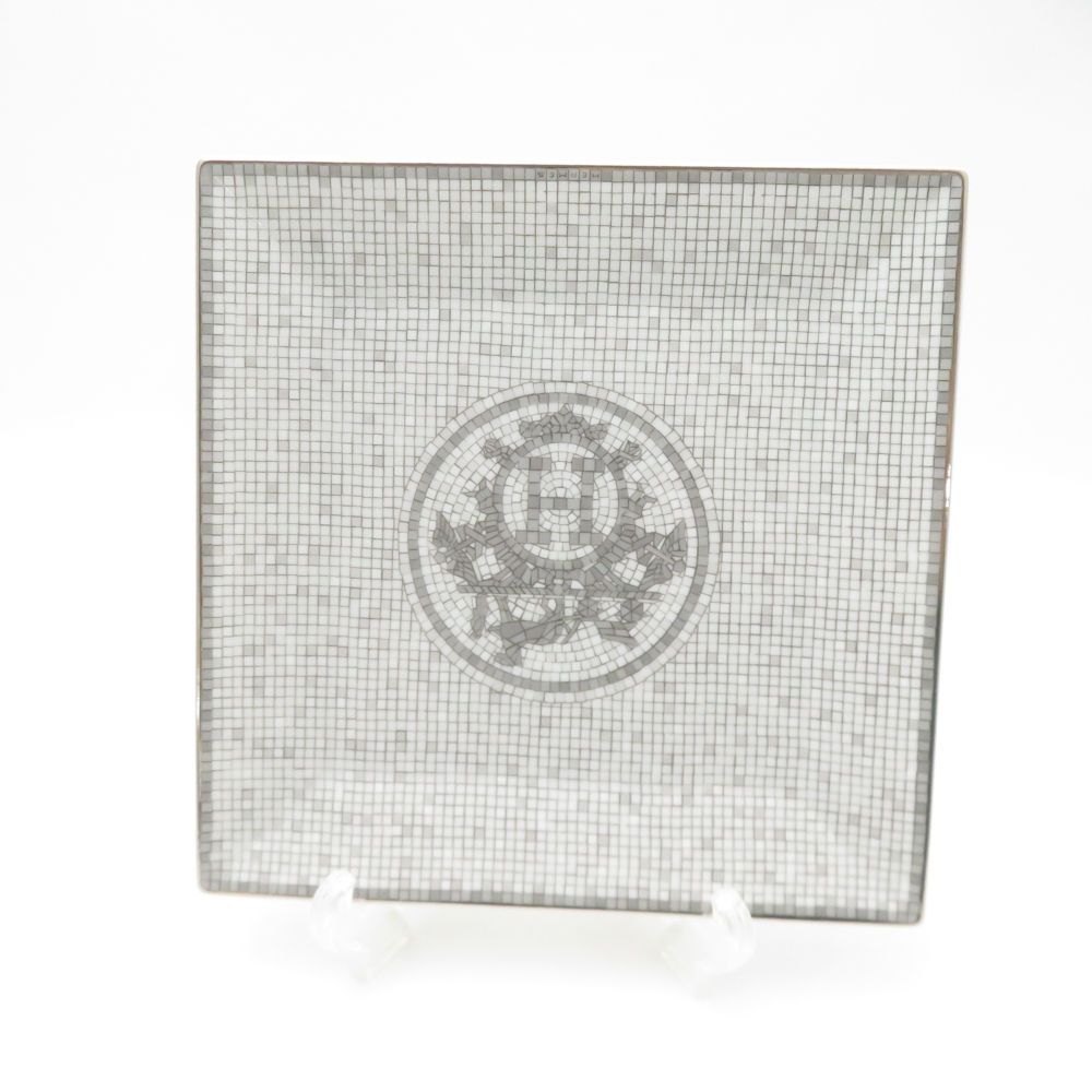 HERMES エルメス モザイク ヴァンキャトル プラチナ プチカレ NO.3 スクエアプレート 15cm 角皿 SC9102V1