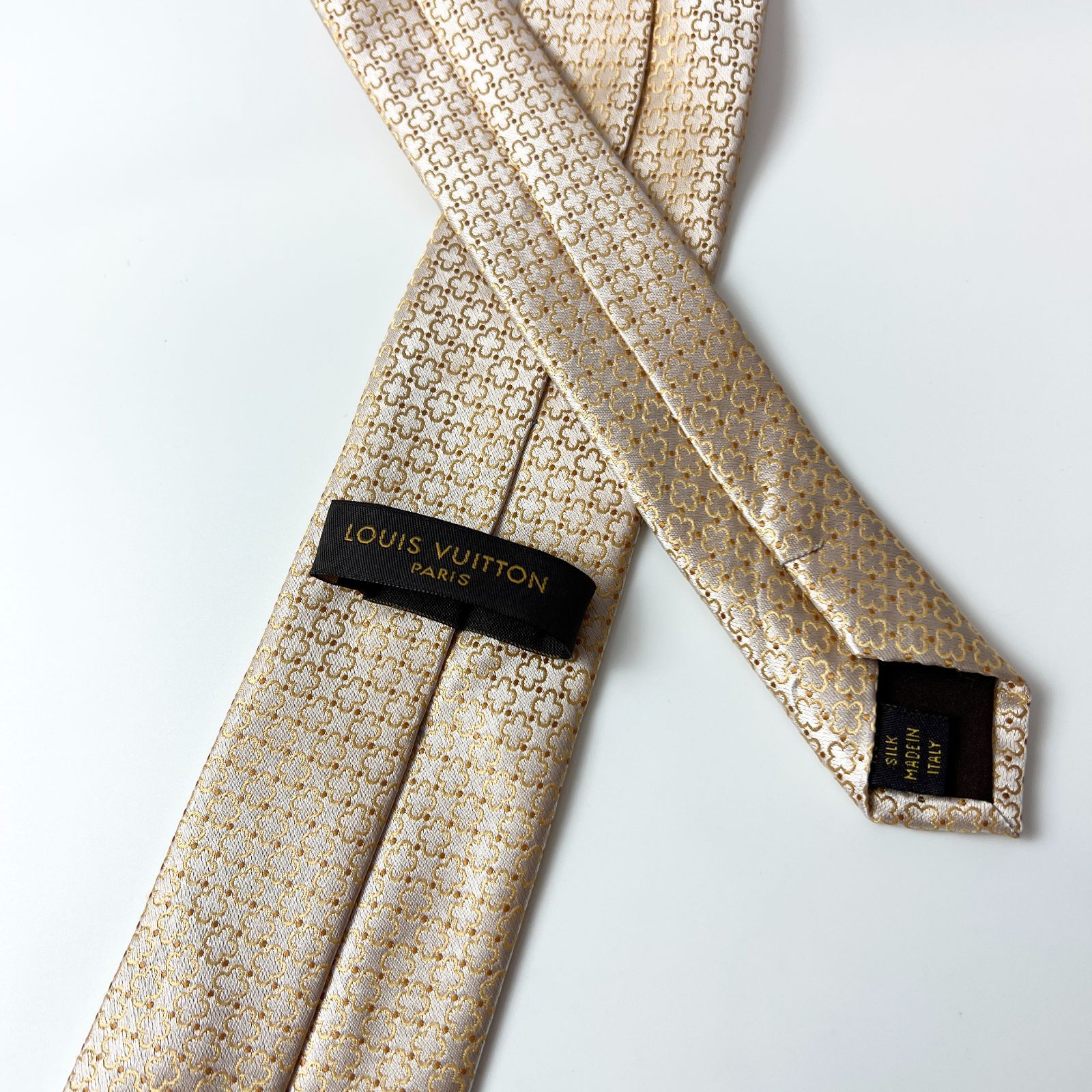 美品 ルイヴィトン Louis Vuitton ネクタイ シルク100% シャンパン