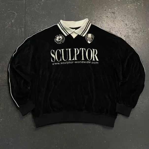 【訳あり】スカルプターベロア⭐サッカー⭐ジャージ⭐ワッペン⭐ビッグ SCULPTOR Velour Soccer Jersey BLUE 22FA-I（スカルプター