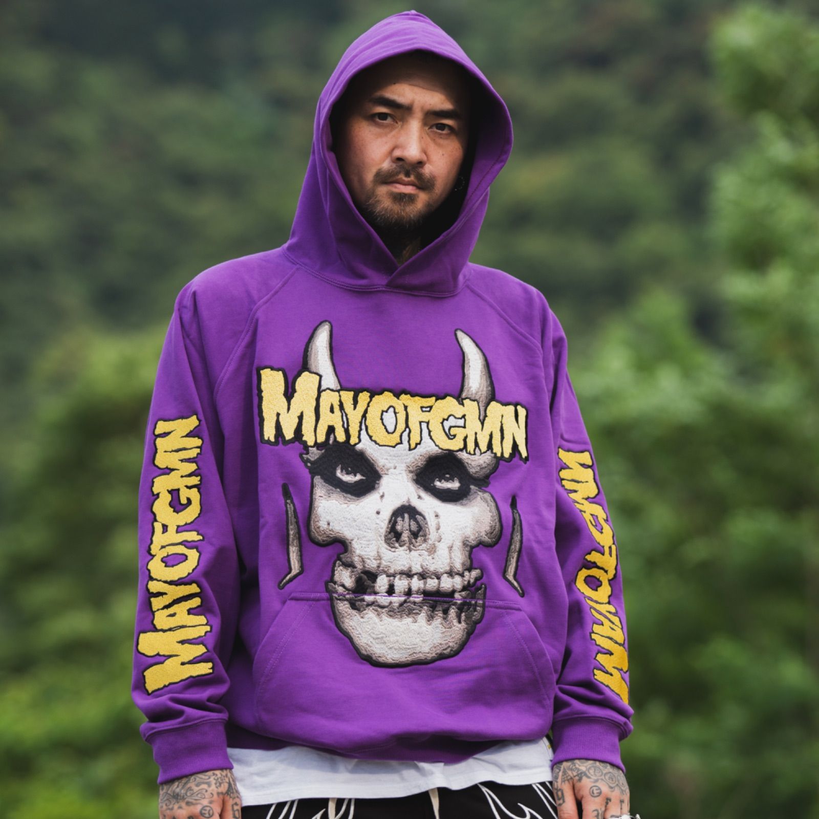 MAYO FGMN EMBROIDERY HOODIE - PURPLE 刺繍 パーカー フーディ スカル 