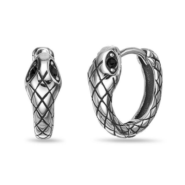 送料無料 リンクス メンズ ピアス イヤリング アクセサリー Men s LYNX Stainless Steel Cubic Zirconia Snake Hoop Earrings Stainless