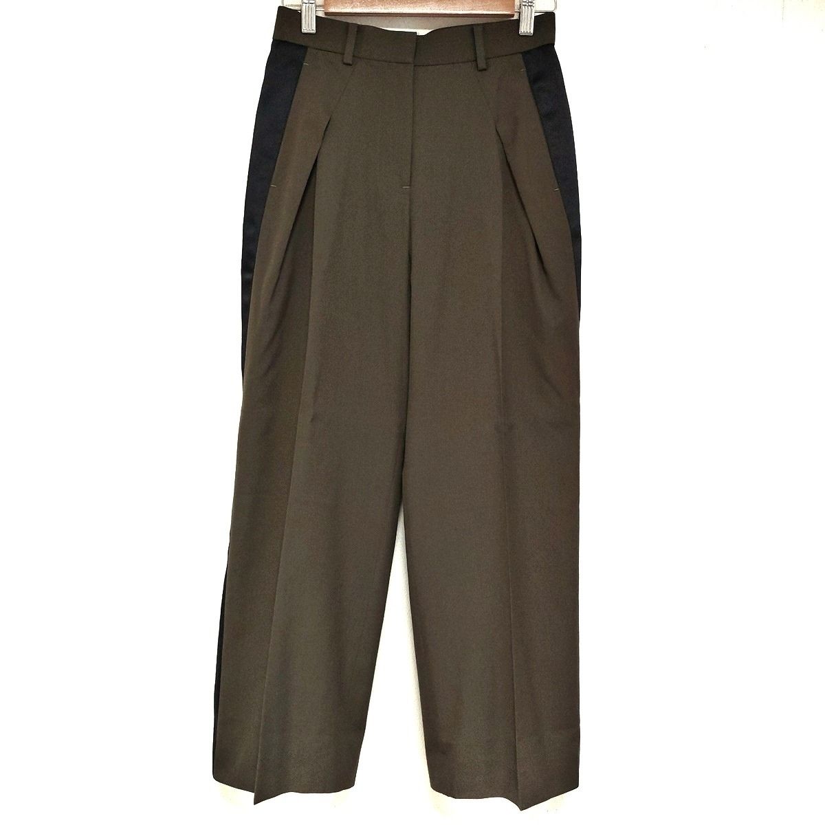 Sacai サカイ パンツ サイズ0 XS レディース - 21-05401 カーキ×黒 フルレングス
