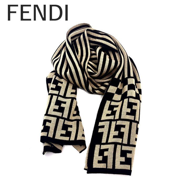 FENDI ロゴ入りニットマフラー グレー/ブラック 楽天市場】フェンディ