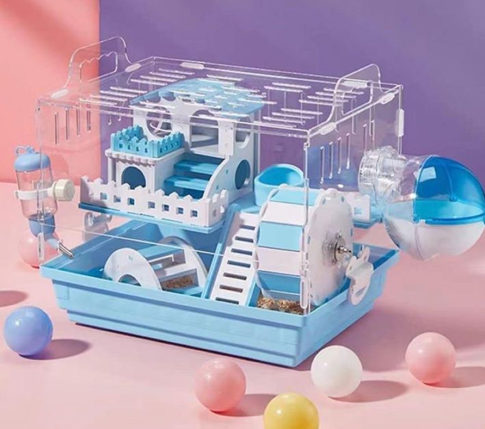 新品】ハムスター 二階建て ケージ ブルー - メルカリ