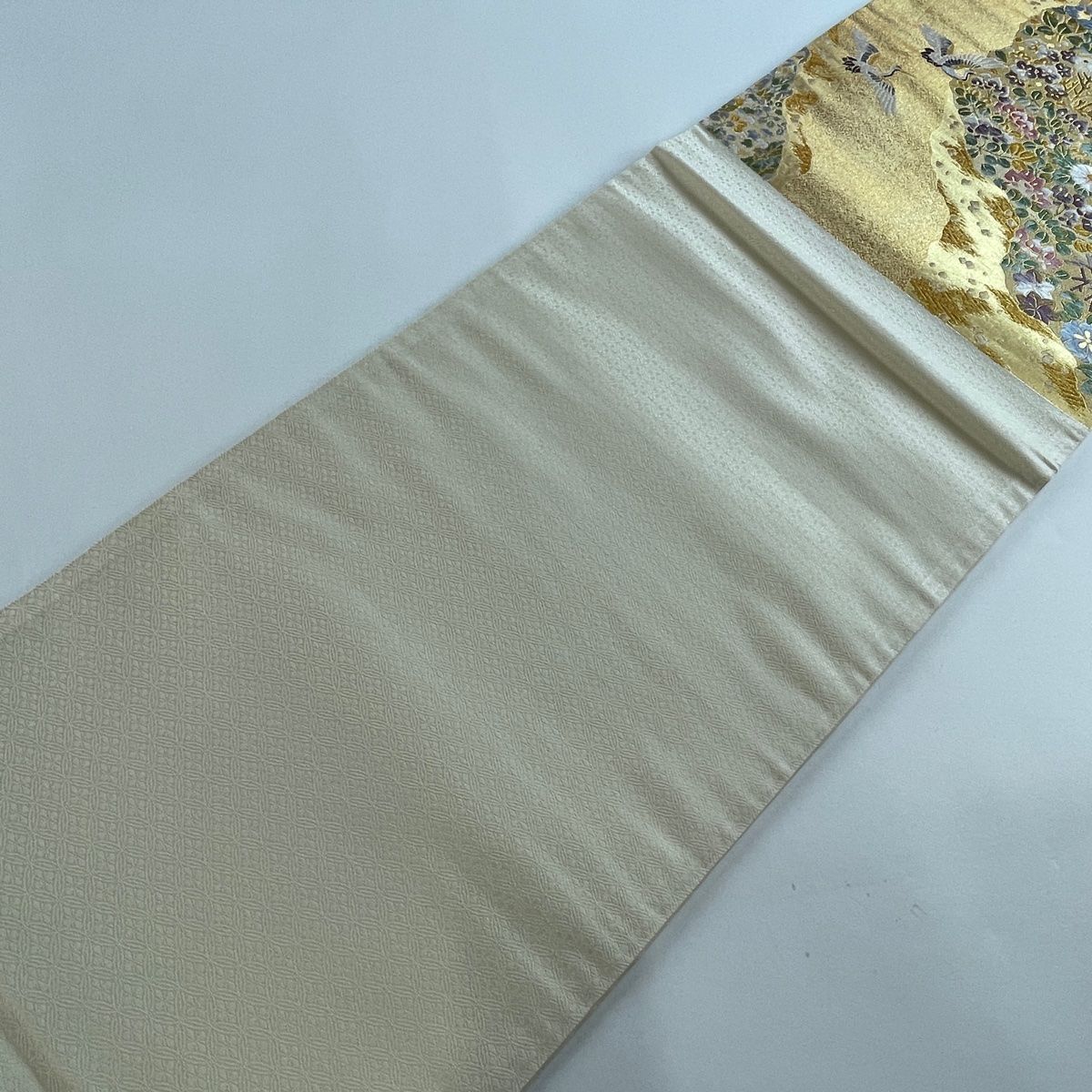 袋帯 美品 秀品 加賀五彩美文様 金糸 箔 金色 六通 正絹 【中古