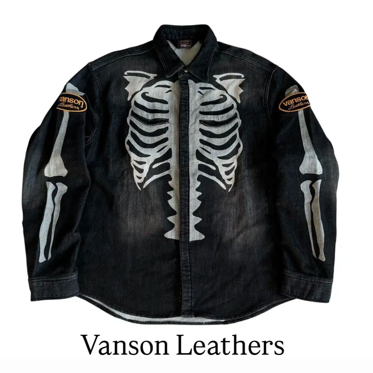 バンソン ボーン スケルトン デニム シャツ vanson