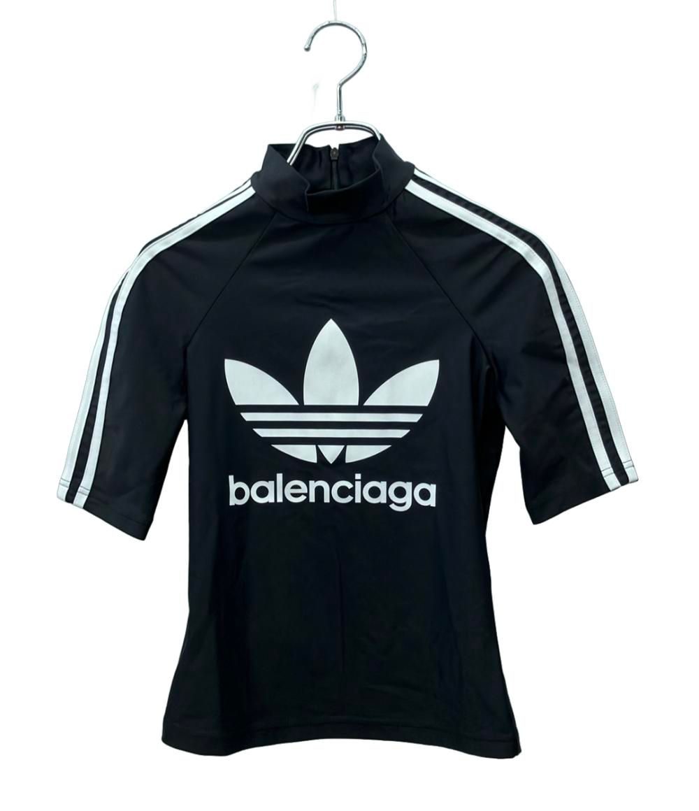 バレンシアガ アディダス 半袖Tシャツ モックネック 後ジップアップ レディース SIZE 34 XS BALENCIAGA adidas