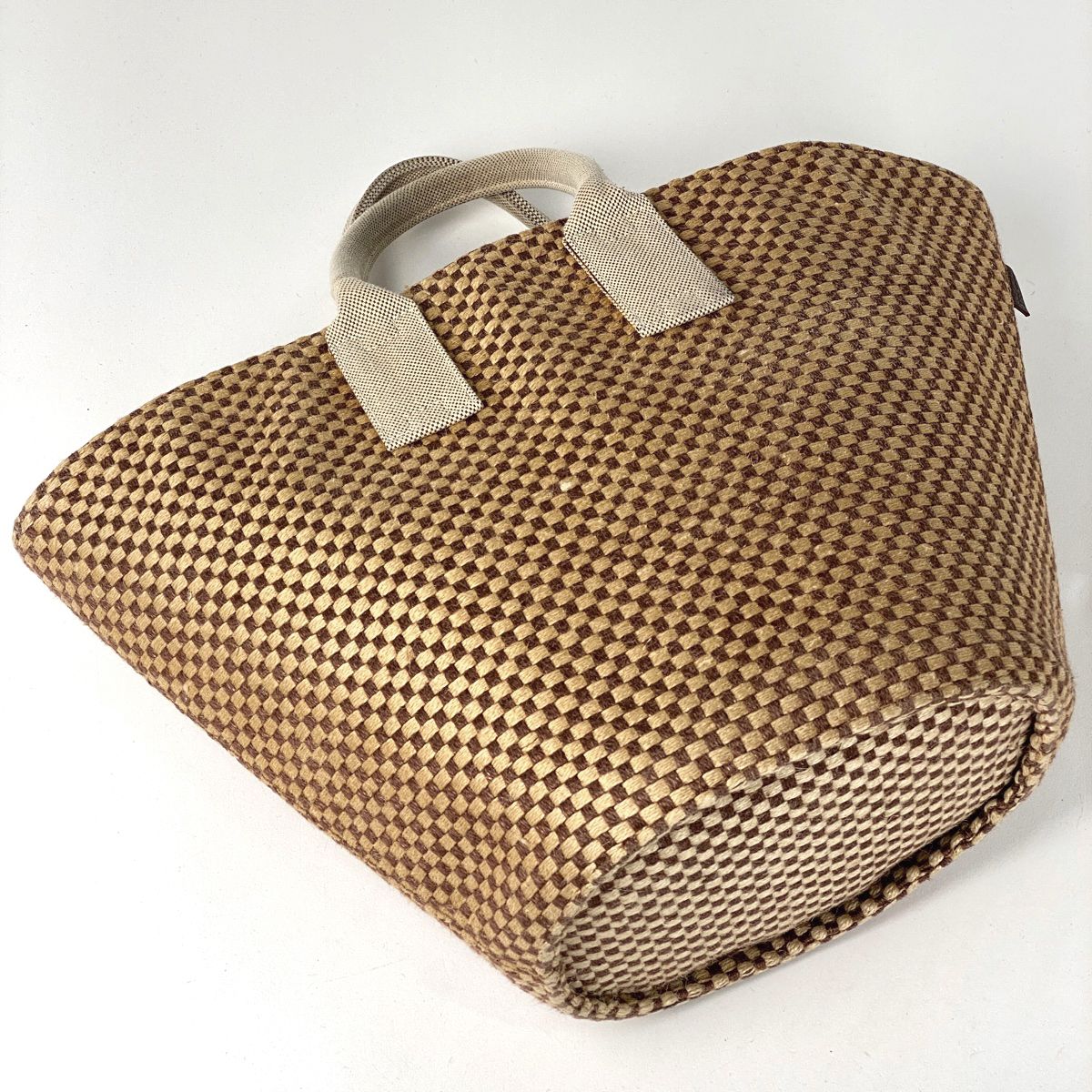 エルメス HERMES パニエ バス ハンドバッグ ジュート トートバッグ ファブリック ブラウン レディース
