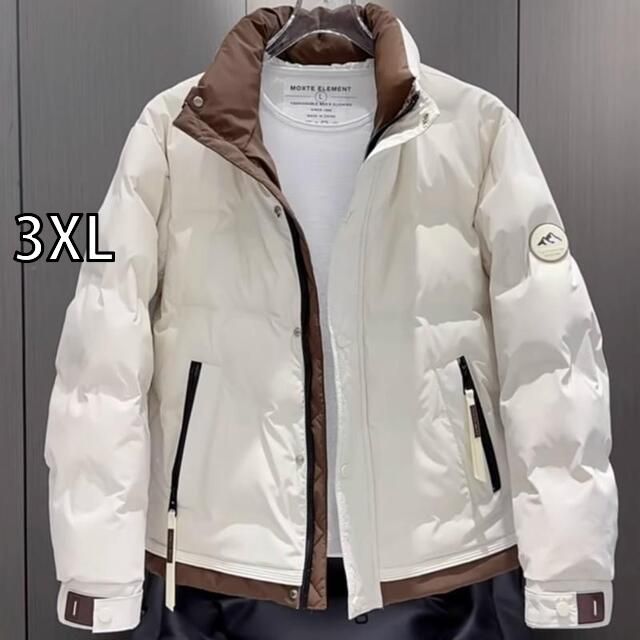 3XL 秋冬 コーデ メンズ 服 シンプル ファッション オシャレ 大人 かっこいい 大きいサイズ ストリート 紳士服 スタンドカラー ダウン ジャケット アウター 暖かい ホワイトダックダウン カジュアル トップス