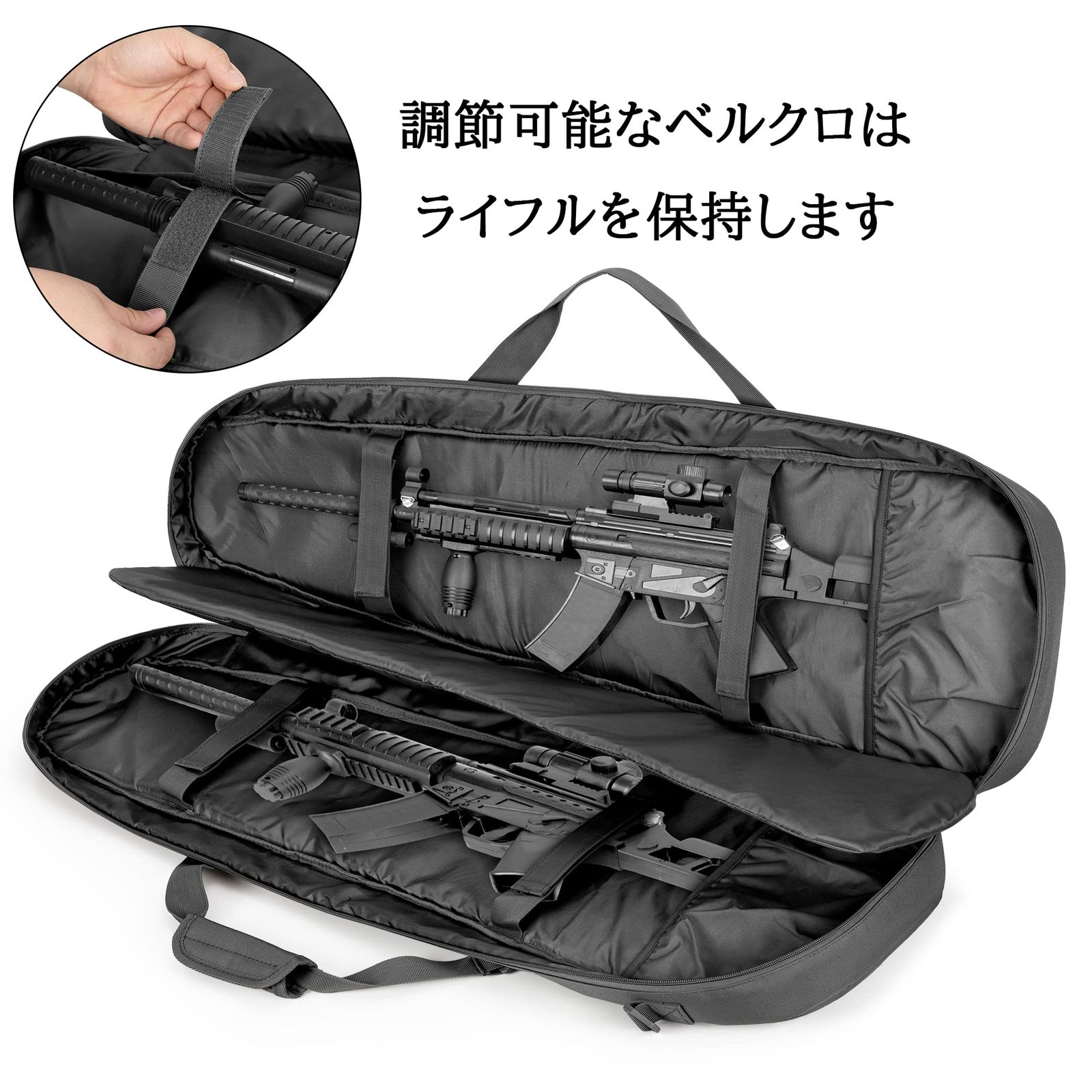 DSLEAF ガンケース 2丁収納 36インチ 90cm対応 ガンバッグ ライフルケース ダブル ライフルバッグ リュック