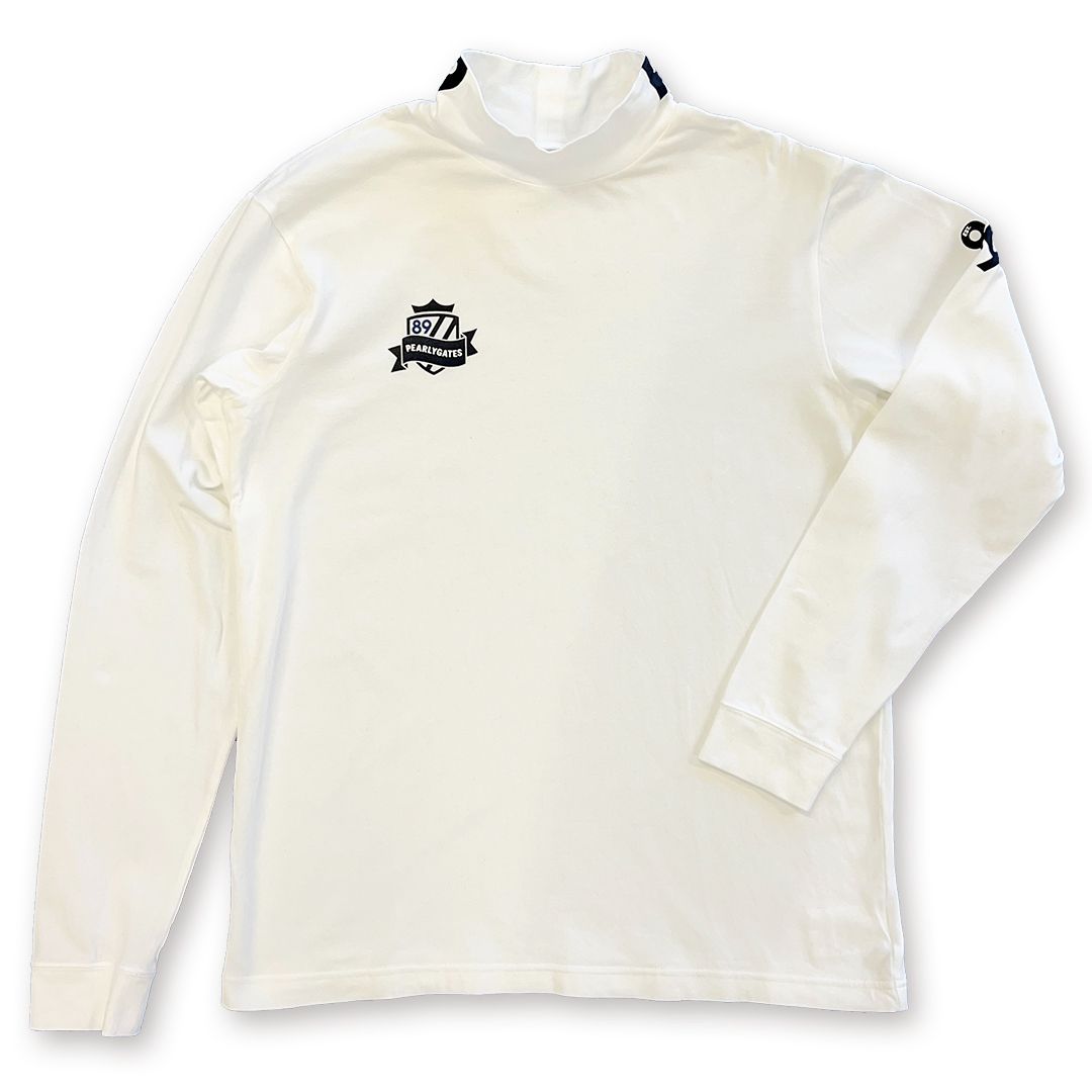 パーリーゲイツ 長袖モックネックカットソー ベア天竺 ホワイト