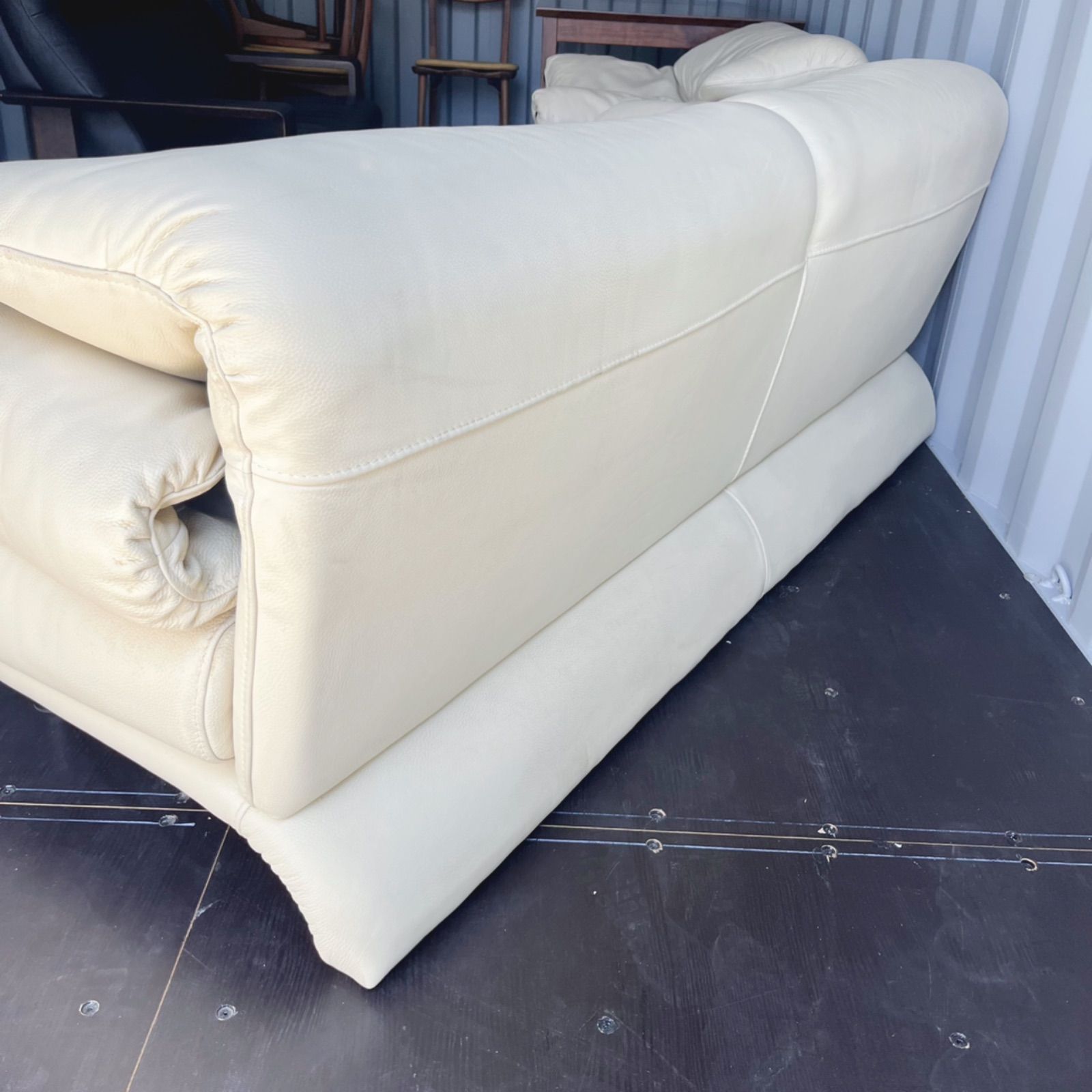 取付無料！IDC大塚家具 ポルトロメック ジェミニ 総本革アイボリー3P