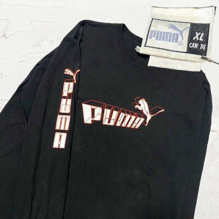 PUMA＊ プーマ XL ロングTシャツ 袖プリント 古着 ユニセックス - Tシャツ