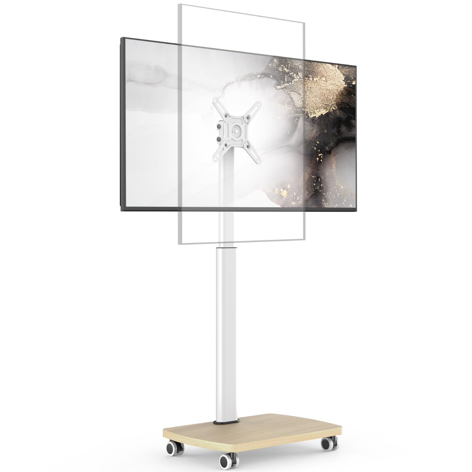 テレビ台 壁寄せ X型ブラケット 移動式 木製ベース 横縦両対応 オフェス用 キャスター付き 19-42インチ対応 ホワイト テレビスタンド FTC1204AWN AOKCOS