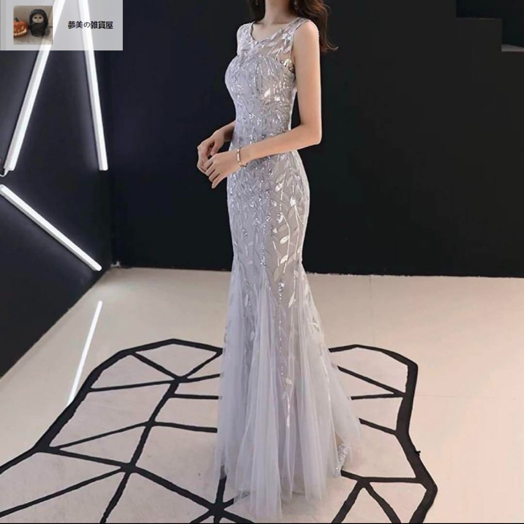 レディースファッション リーフ柄がオシャレなマーメイドイブニングドレス