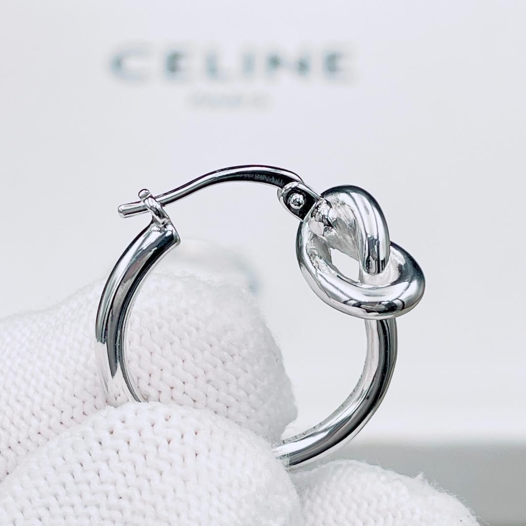 CELINE セリーヌ ノット スモールフープ ピアス シルバー