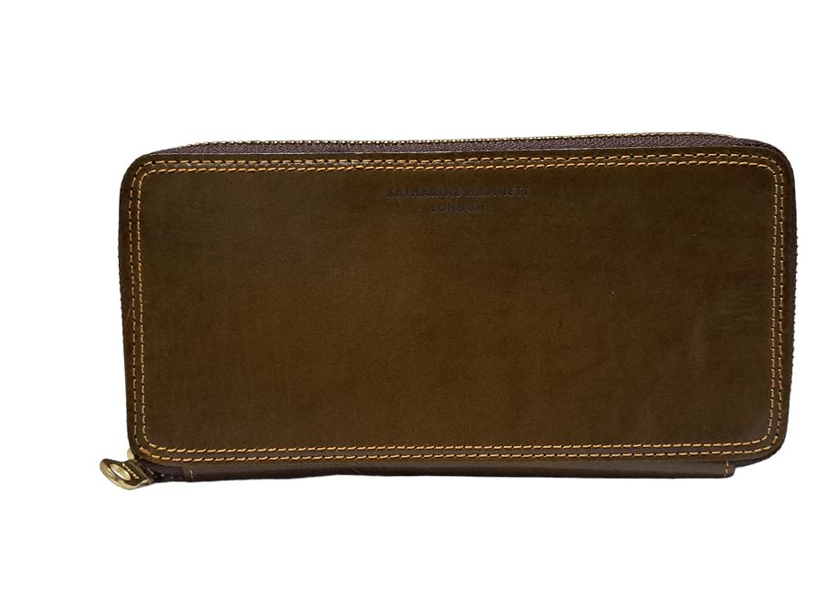 キャサリンハムネット ロンドン KATHARINE HAMNETT LONDON 財布 長財布 メンズ ラウンドファスナー オリーブ カーキ レザー キャサリンハムネット ロンドン KATHARINE HAMNETT LONDON 財布 長財布
