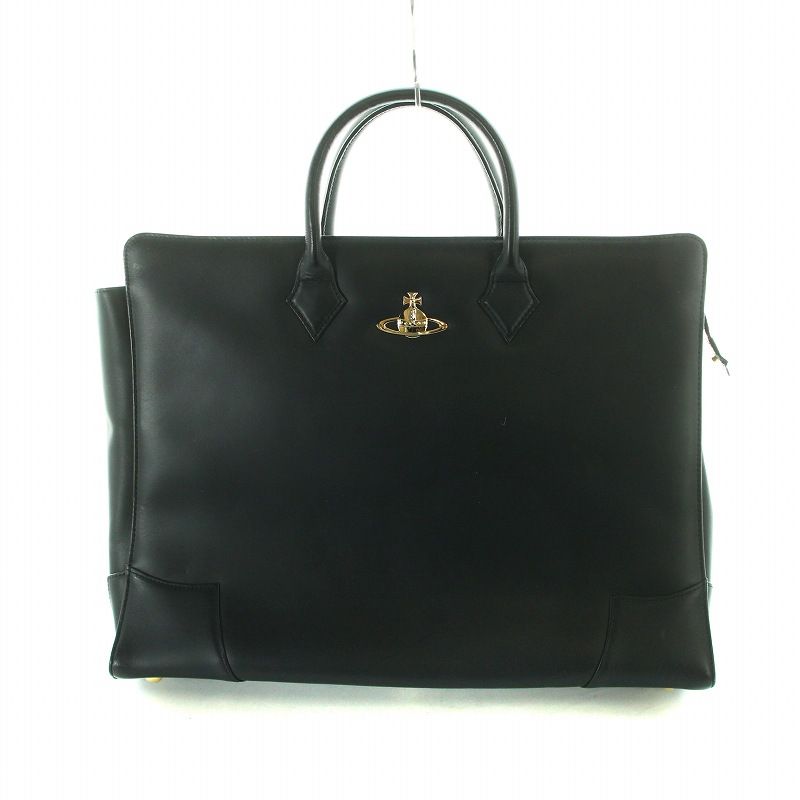 ヴィヴィアンウエストウッド Vivienne Westwood ビジネスバッグ ブリーフケース 書類カバン レザー オーブ ロゴ 黒 ブラック GY18 /MQ