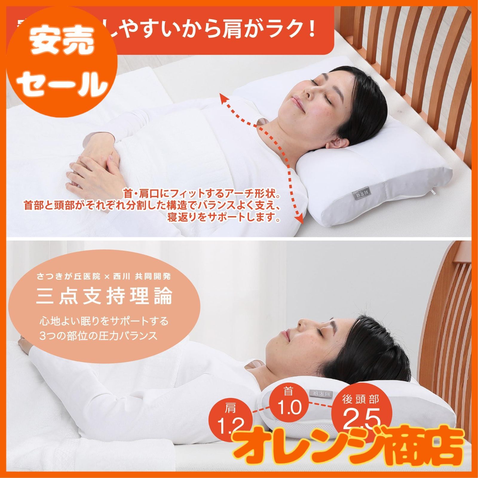 nishikawa 【 西川 】 医師がすすめる健康 枕 パイプ 高め 肩楽寝 医学 