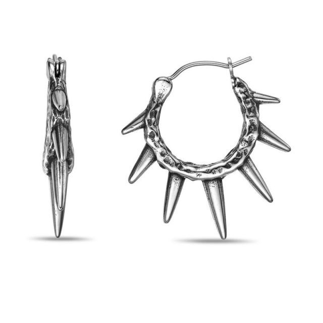  リンクス メンズ ピアス イヤリング Men s LYNX Stainless Steel Spike Hoop Earrings イヤリング アクセサリー