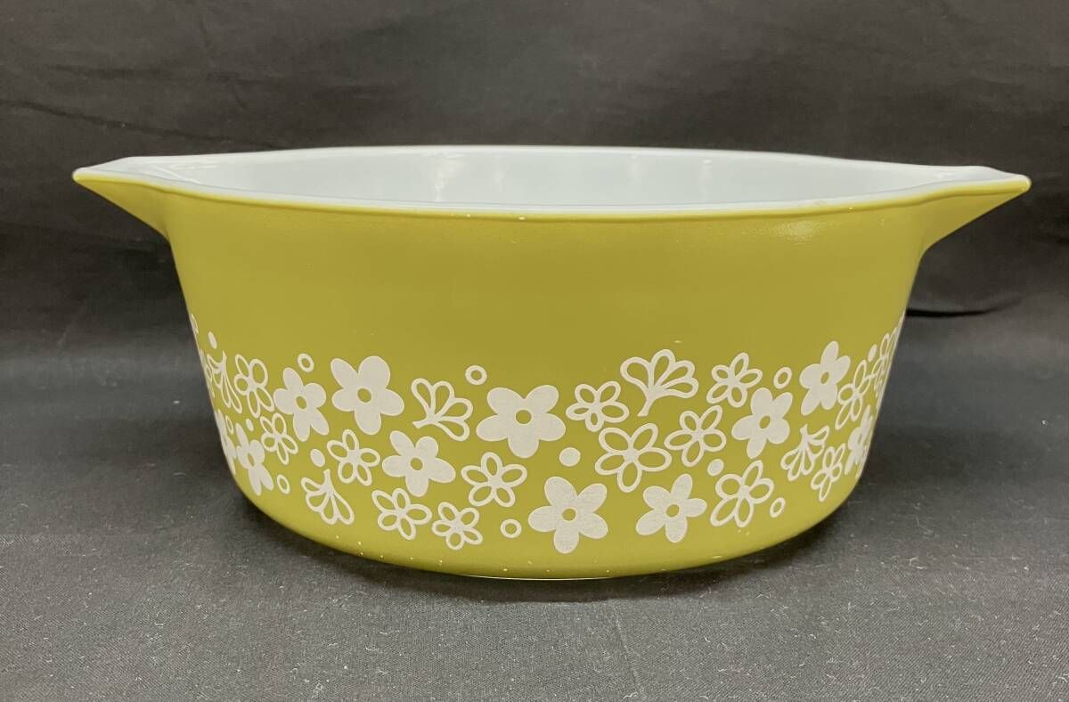 Pyrex オールド パイレックス キャセロール スプリングブロッサム 黄緑