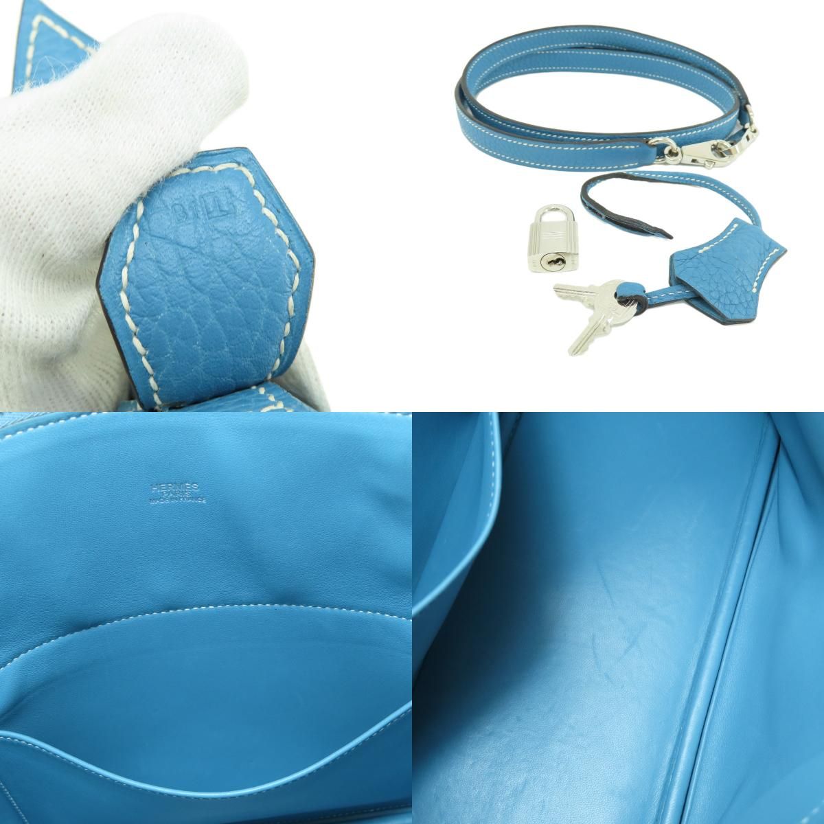HERMES エルメス ボリード31 ブルージーン シルバー金具