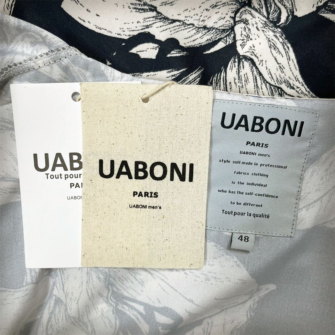 定価3万◆UABONIアロハシャツ高級 薄手 半袖  総柄   L/48ポリアミド100%