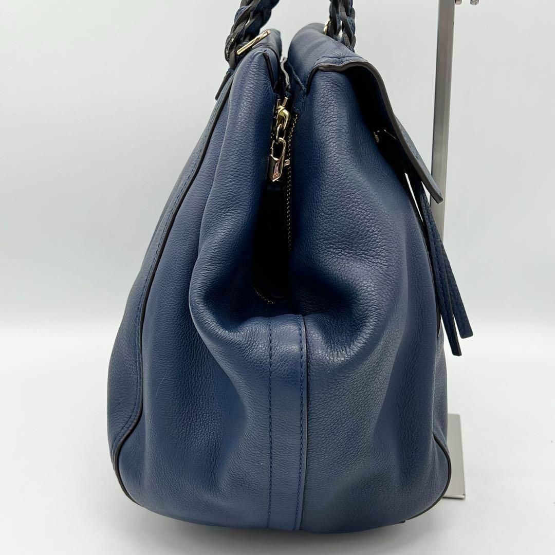 美品】Tory Burch ハーフムーン ハンドバッグ 2way ネイビー