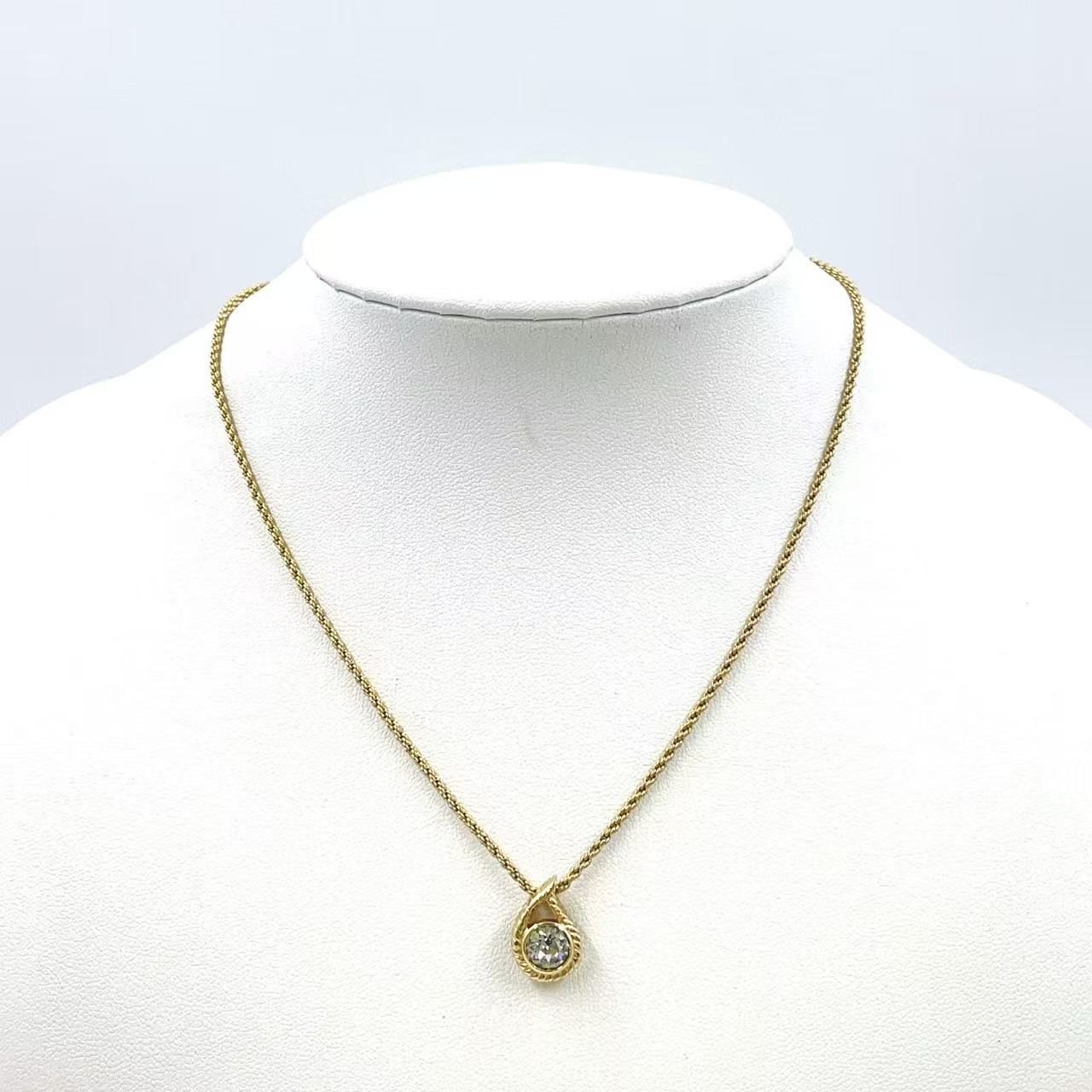 Christian Dior ティアドロップ ラインストーン GP ゴールド