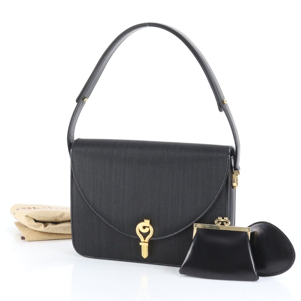 COMTESSE ホースヘアー レザー ハンドバッグ フォーマル ゴールド金具 COMTESSE - 【美品】COMTESS ホースヘア×レザー ブラック