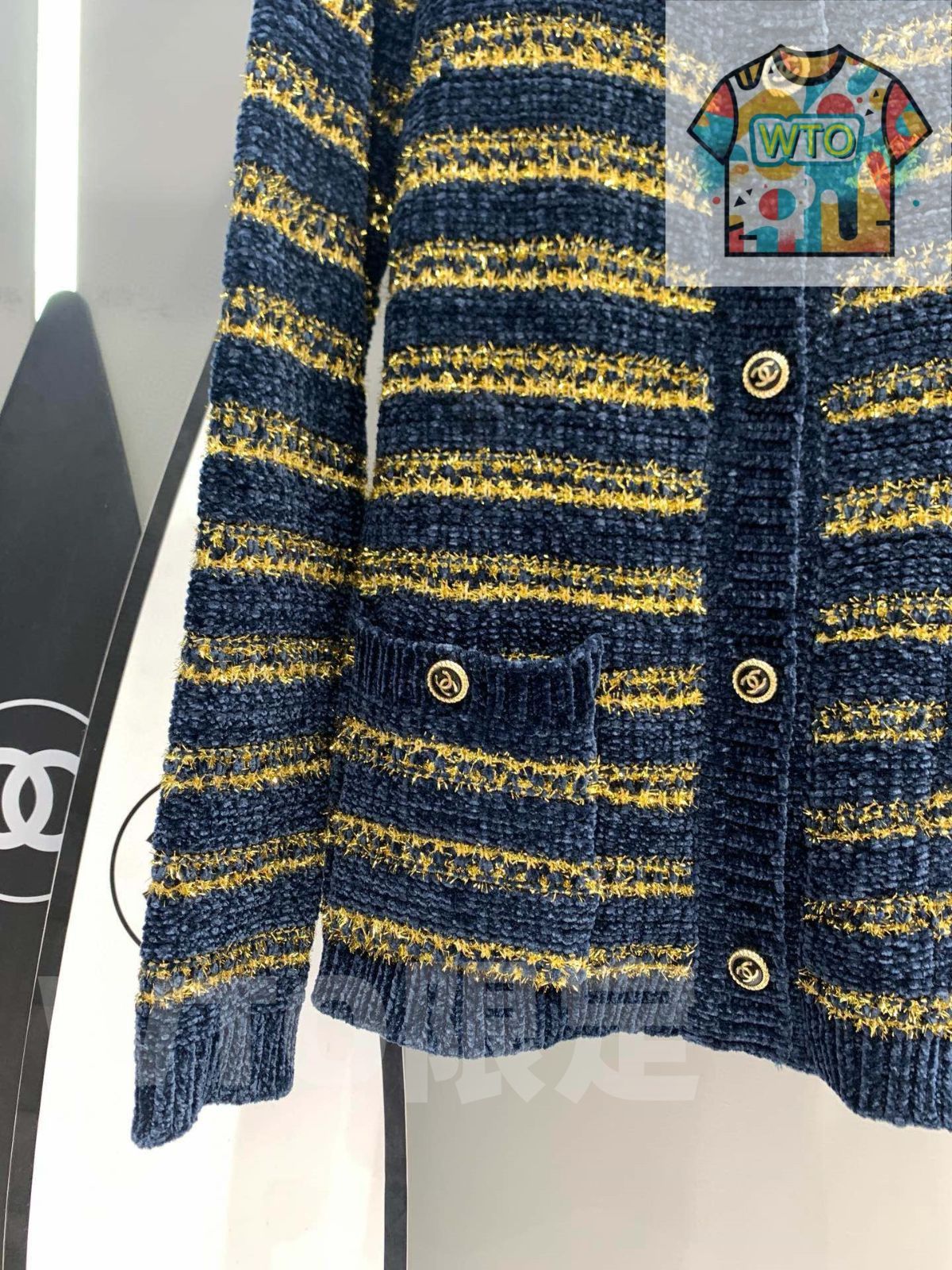 *スタッフ制服☆Chanelブルー☆カーディガン 日本国内最高級ブランド販売店のブランド通販専門店 / シャネル