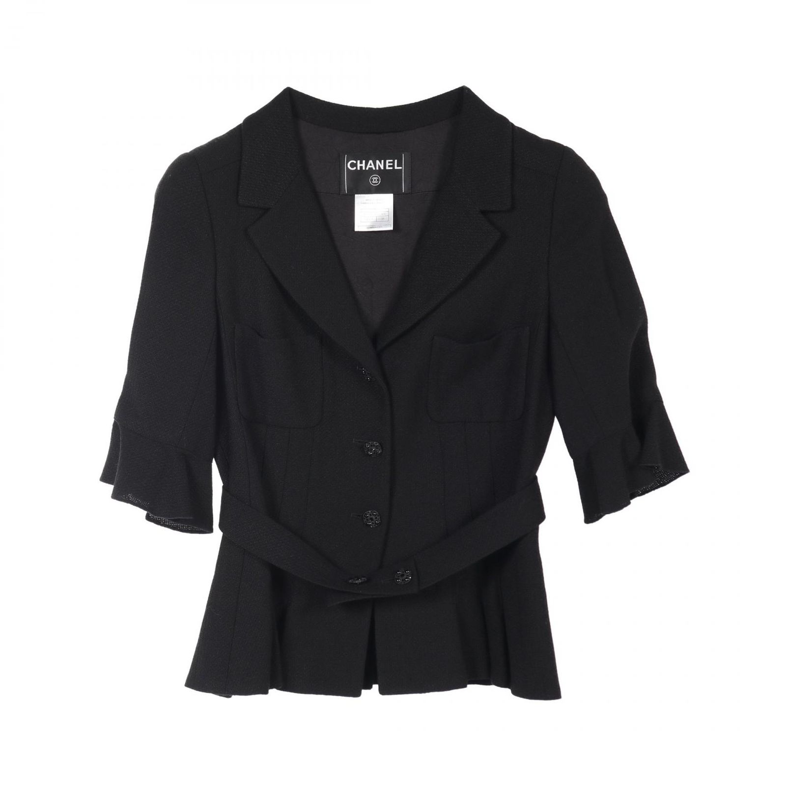 シャネル CHANEL その他ジャケット P29967V12301 ブラック ウール シルク ジャケット ベルト付 07C レディース Used A