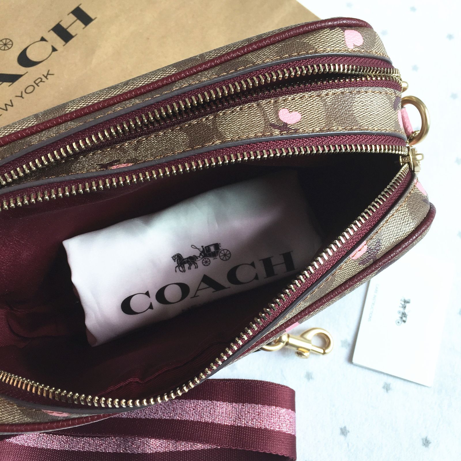 セール中】COACH コーチバッグ C3239 花柄 ダブルジップ ショルダー