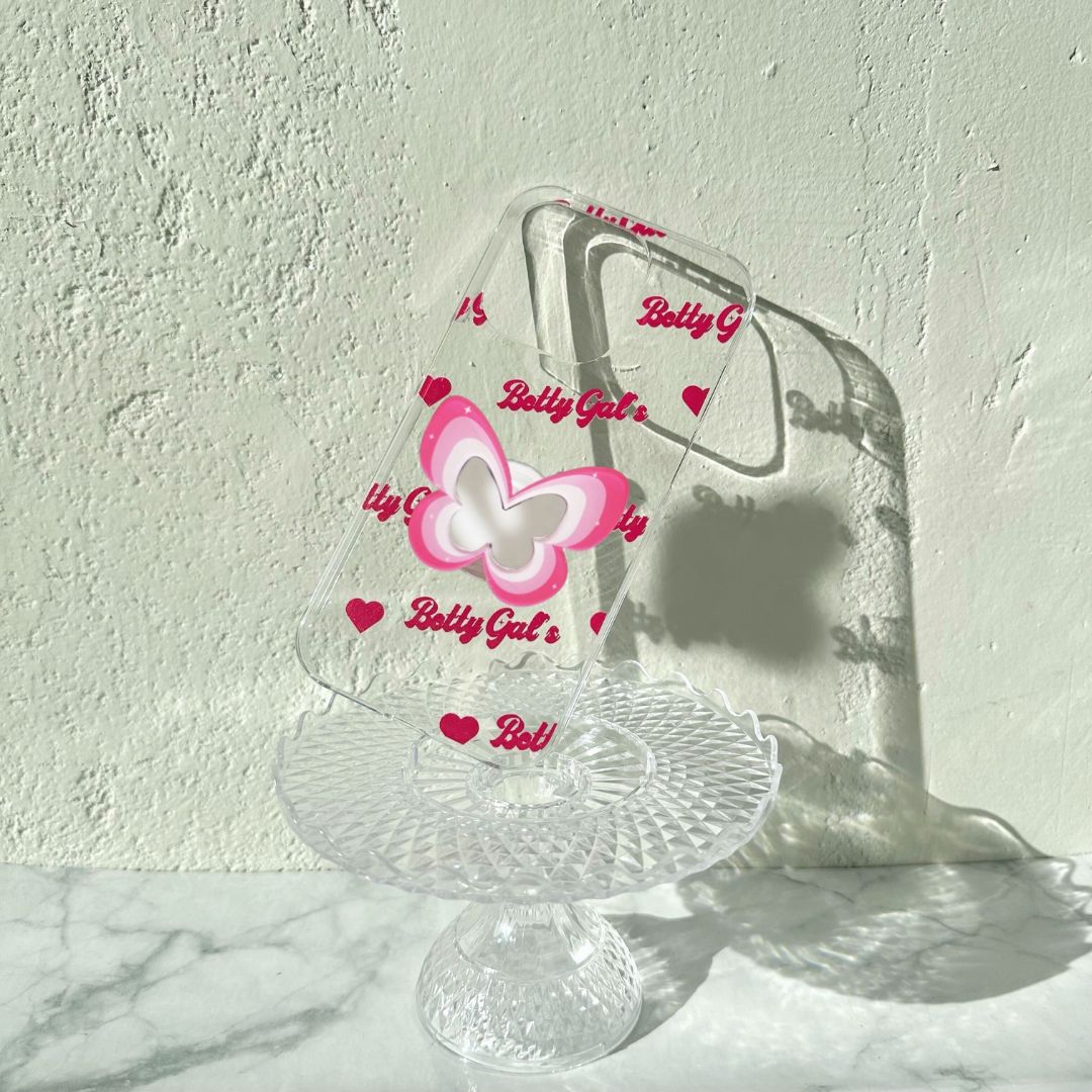 ロゴ×バタフライiPhoneケース CLEAR