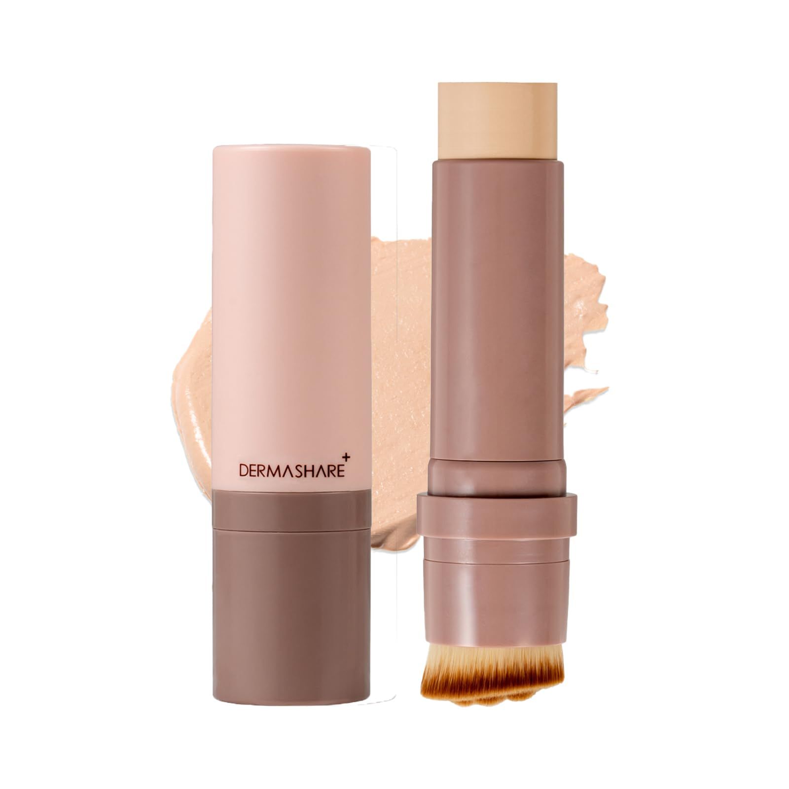 [DERMASHARE] ファンデーション スティックファンデーション ブラシ付き 全ての肌質 ヴィーガン ブラシ取り外し可 14g ダーマシェア ナチュラルベージュ [ナチュラルベージュ] [14グラム]