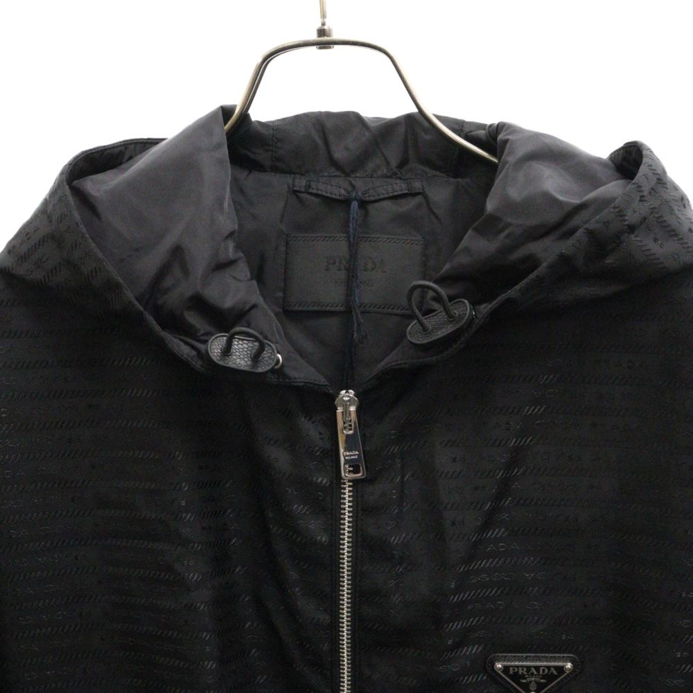 PRADA (プラダ) 22AW RE-NYLON リナイロン フード付 総柄 ジップアップジャケット ブラック SGC057-11FC-F0002