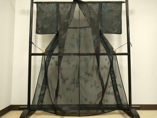 平和屋着物＊夏物 小紋 絽 型染め 跳び兎 正絹 逸品 DAAT4314du