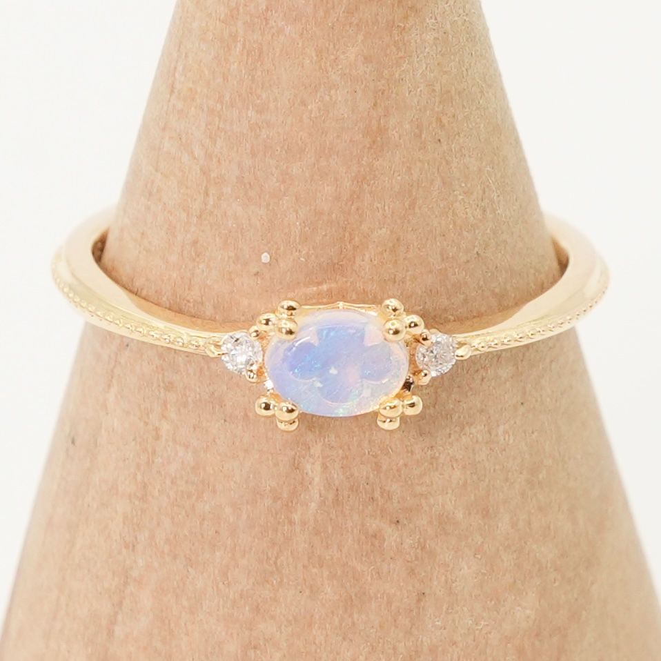 美品 アガット オパール×ダイヤモンド K18 リング /24-3495S - メルカリ 