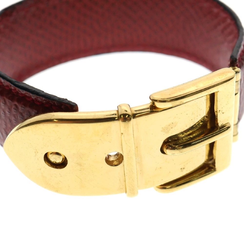 GUCCI (グッチ) バックルモチーフ レザーバングル ブレスレット レッド