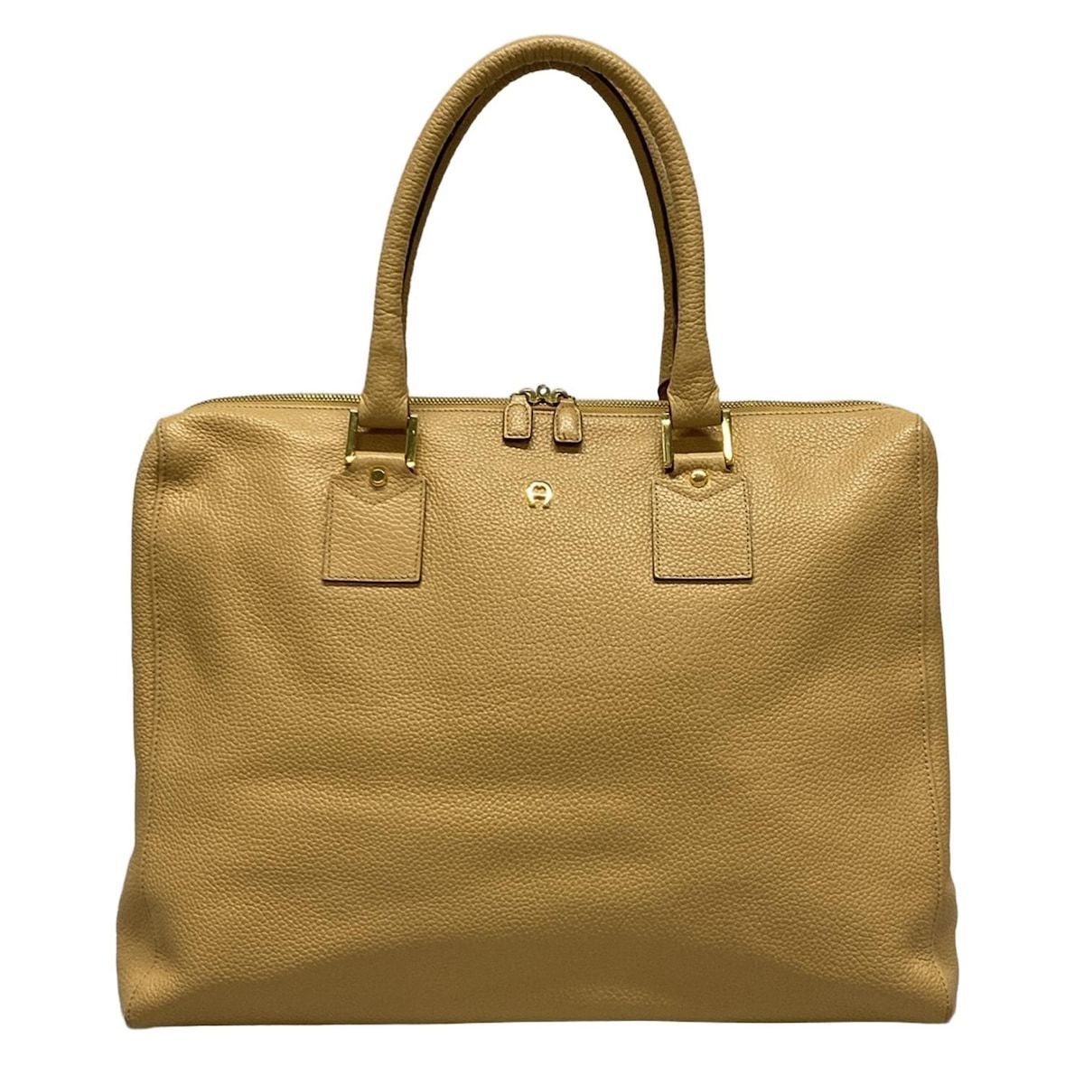 AIGNER アイグナー ビジネスバッグ ベージュ 本体ロックなし レザー