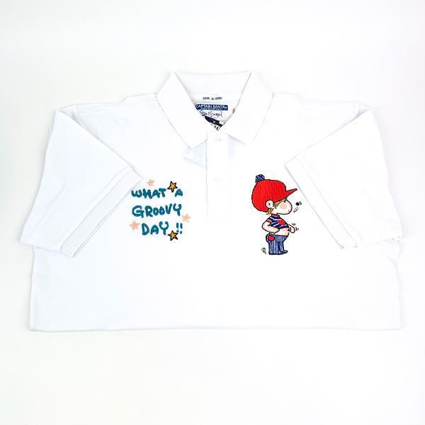 水森亜土 キャプテンサンタ コラボ ポロシャツ ホワイト S アパレル  