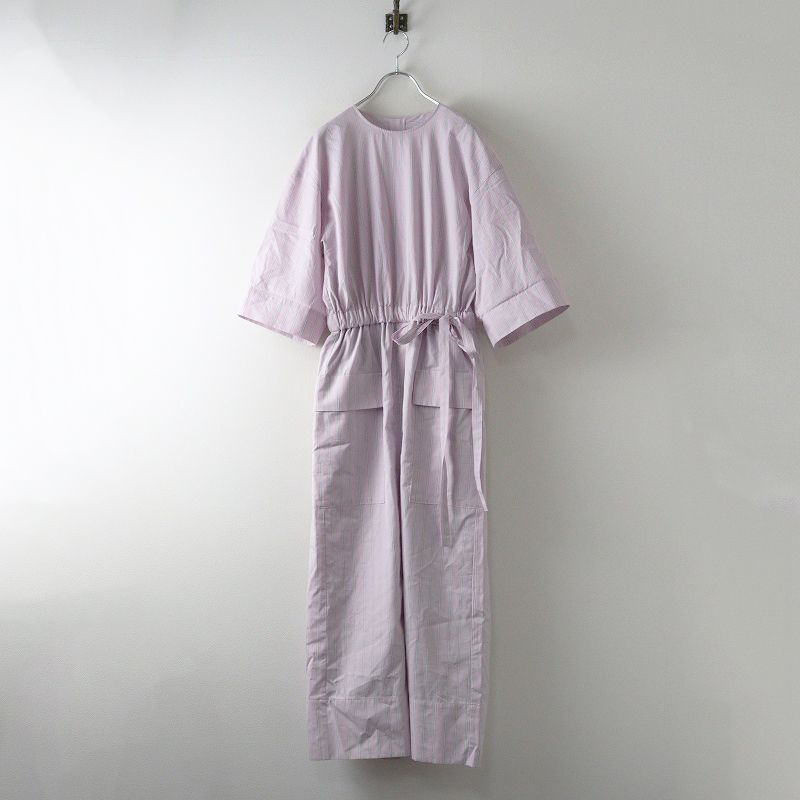 エブール ebure コットンカラーストライプワンピース 36 ピンク ブロード ウエストリボン ドレス 2400014650518